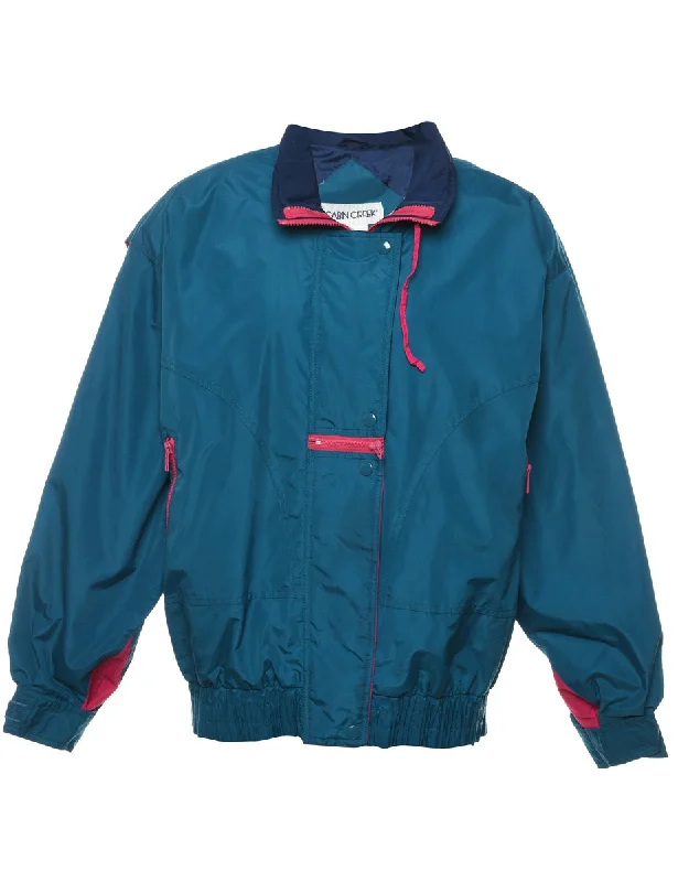 Teal & Hot Pink 1990s Nylon Jacket - M