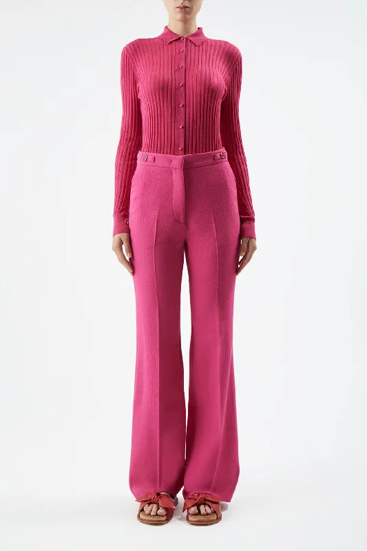 Vesta Pant in Fuchsia Virgin Wool Crepe