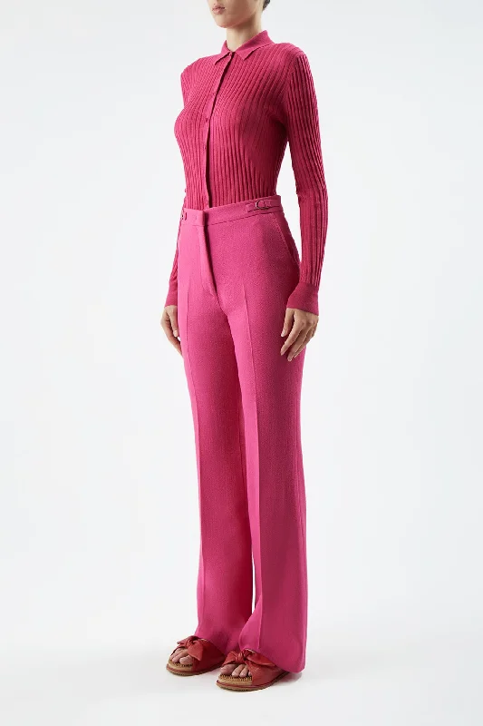 Vesta Pant in Fuchsia Virgin Wool Crepe