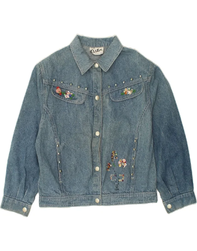 VINTAGE Womens Denim Jacket UK 8 Small Blue