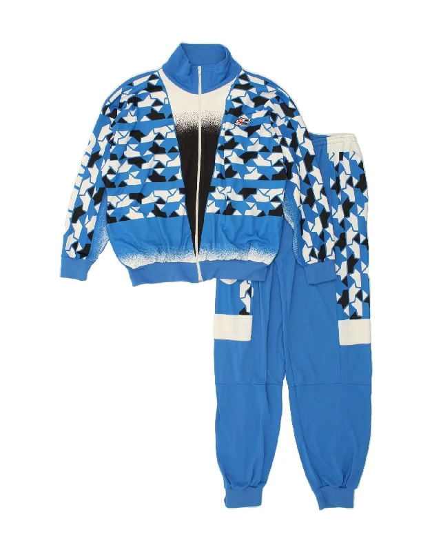 VINTAGE Womens Full Tracksuit Large Blue Colourblock Polyester