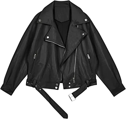 Women's Faux Leather Black Biker Jacket