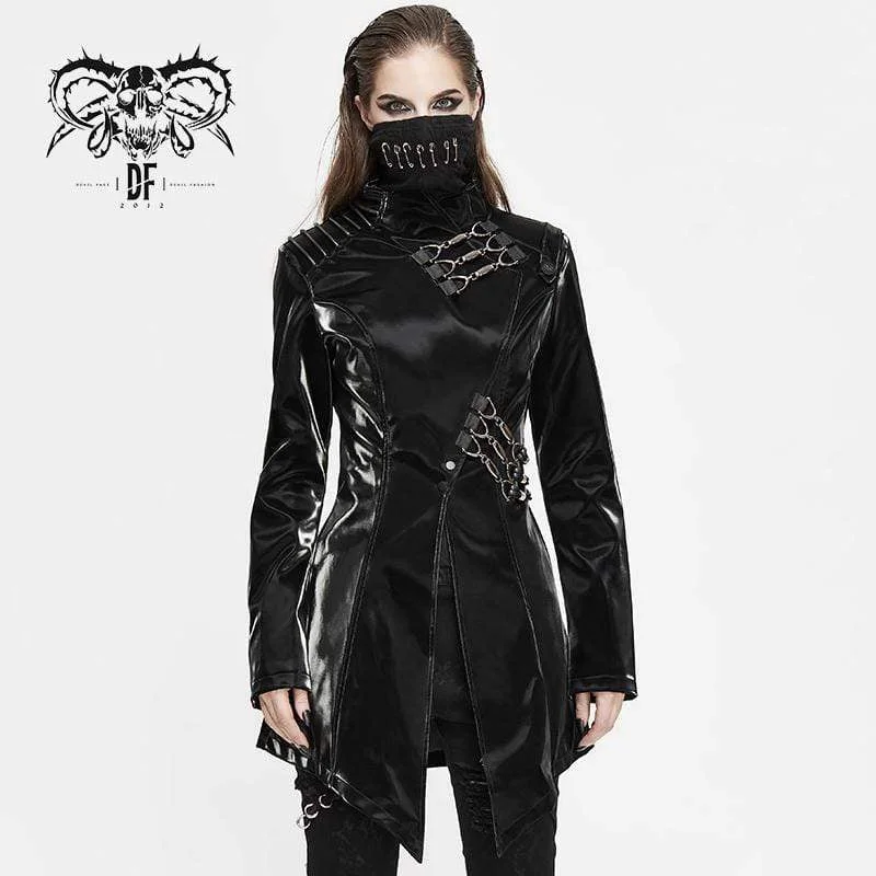 Women's Gothic Faux Leather Jackets With Chains