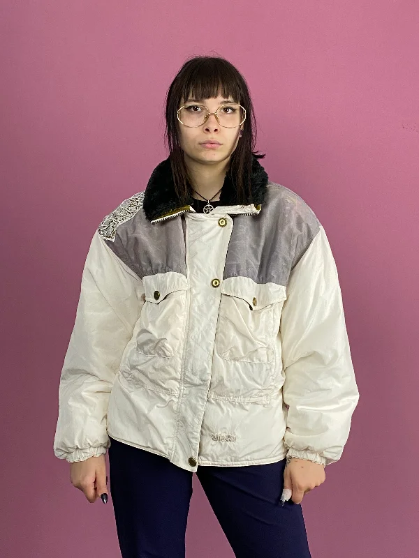 90s Ellesse Vintage Women's Ski Jacket - L White Nylon