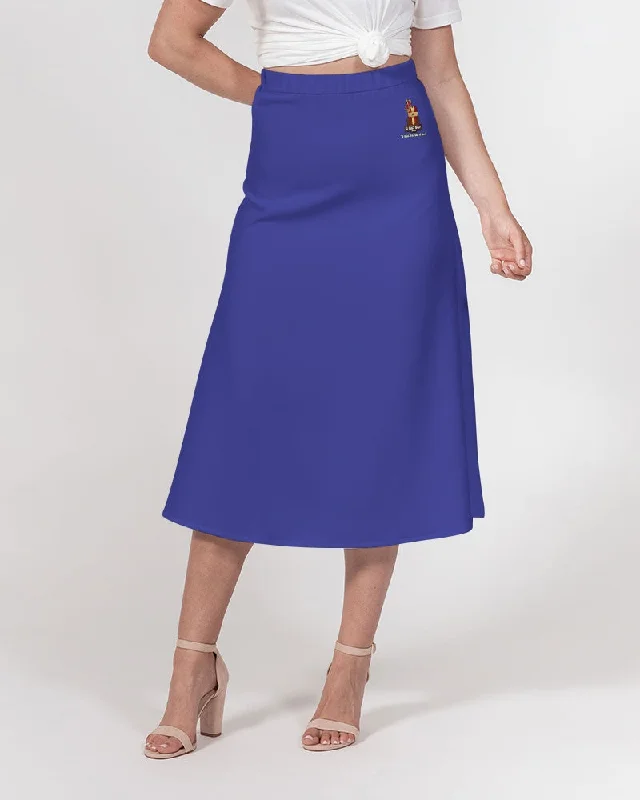 AKH Blue Women's A-Line Midi Skirt