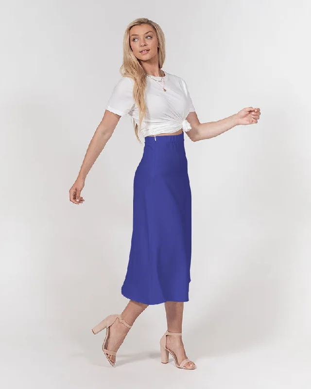 AKH Blue Women's A-Line Midi Skirt