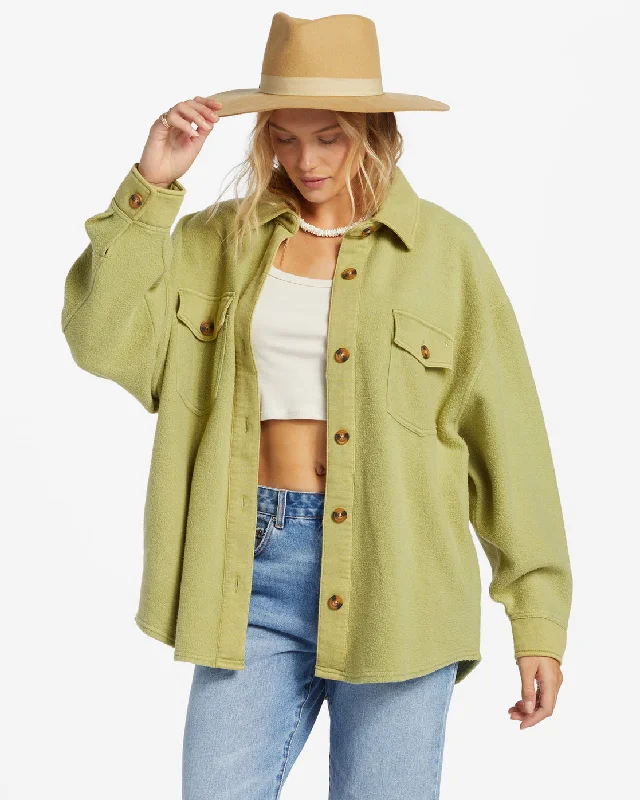 Anytime Shacket Oversized Button-Through Jacket - Avocado