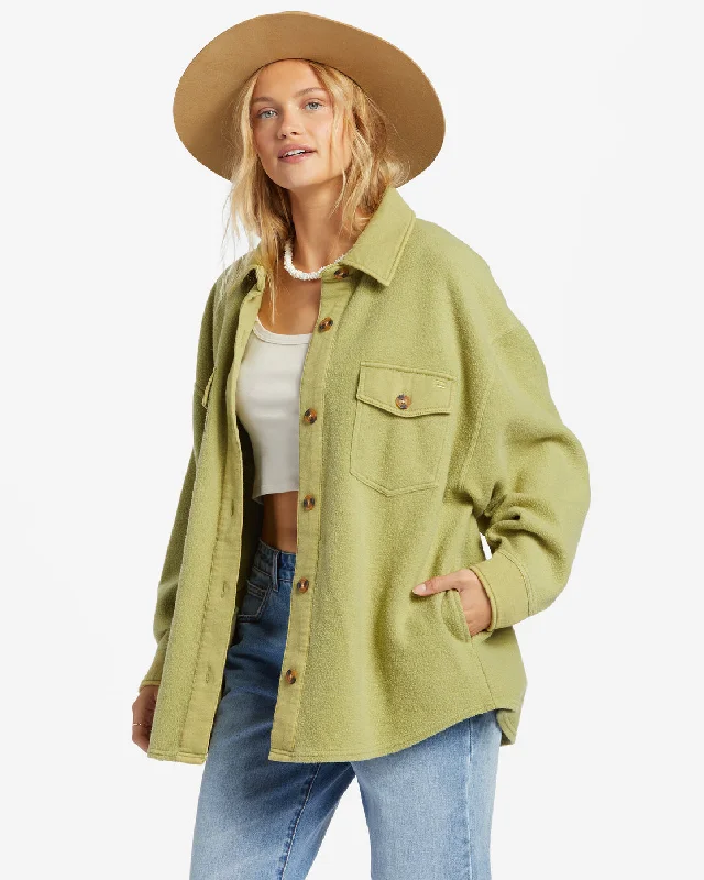 Anytime Shacket Oversized Button-Through Jacket - Avocado