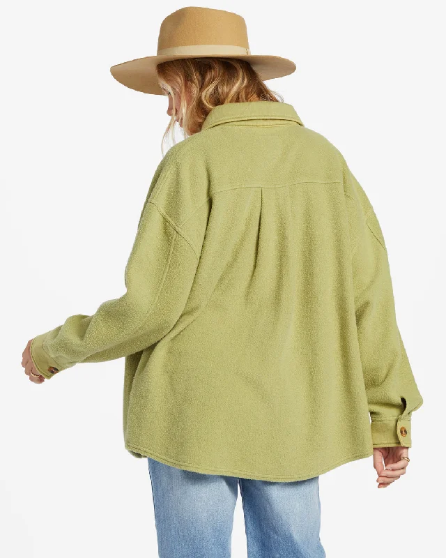 Anytime Shacket Oversized Button-Through Jacket - Avocado