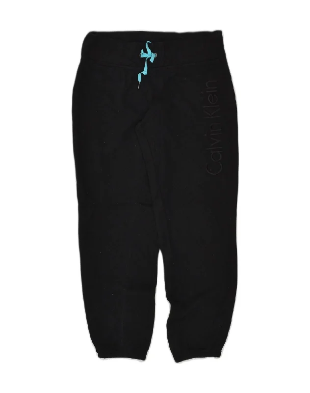 CALVIN KLEIN Womens Graphic Tracksuit Trousers Joggers UK 14 Medium Black