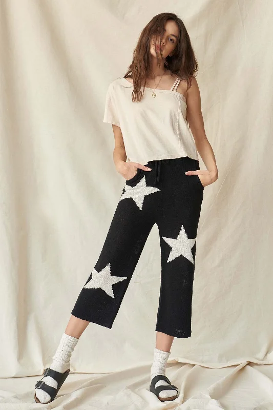 Cosmic Kid Star-Pattern Cropped Sweater Pants