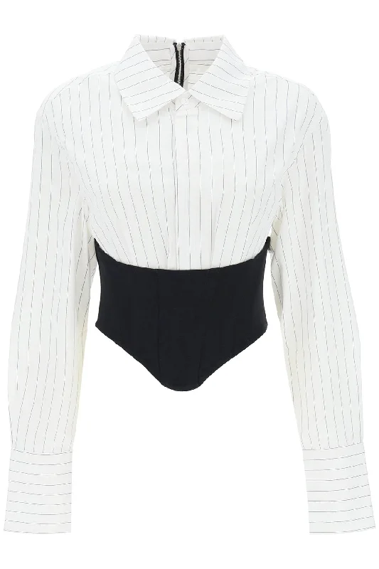 Dion lee cropped shirt with underbust corset A5147F23 WHITE