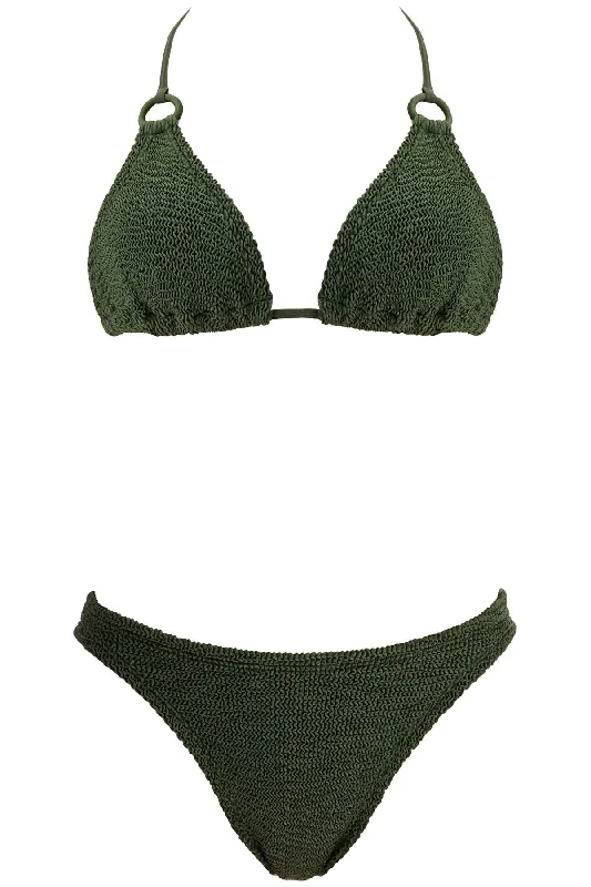 eva bikini set for EVA BIKINI M METALLIC CRINKLE METALLIC KHAKI