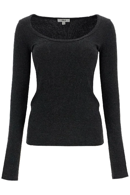 fitted top with deep neckline A7285 1352 KATNISS (BLACK HEATHER)