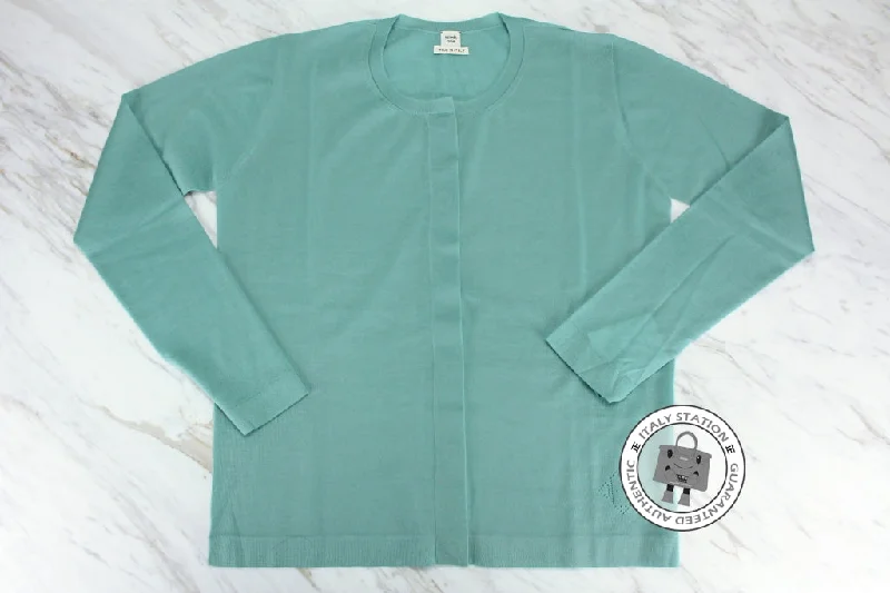 Hermes 002701D3 Short Long Sleeved Vert D Eau Clair / L0 Cashmere 36 Cardigan