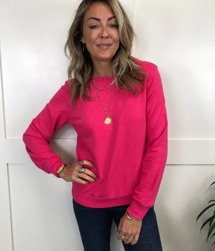 Hot Pink Cotton Rich Crew Neck Sweatshirt