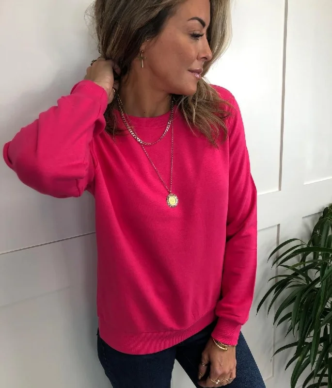 Hot Pink Cotton Rich Crew Neck Sweatshirt