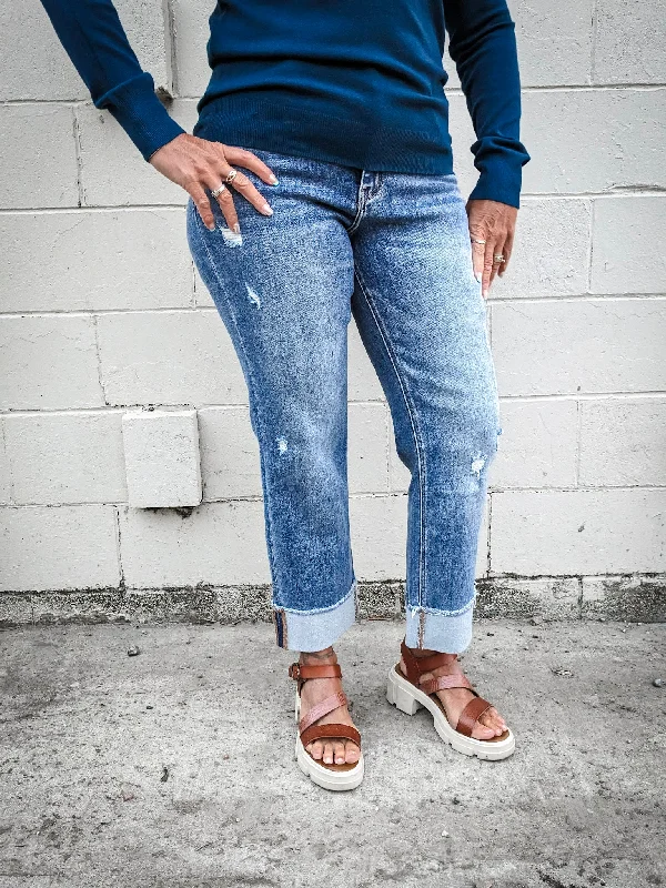 Infallible High Rise Straight Cuffed Jean