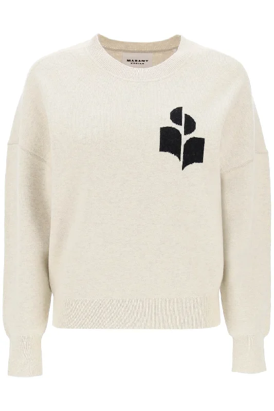 Isabel marant etoile atlee sweater with logo intarsia PU0007FA A1X04E LIGHT GREY