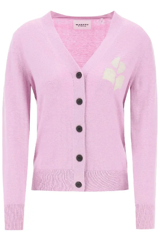 Isabel marant etoile karin cardigan with logo intarsia CA0008FA A1X05E LILAC