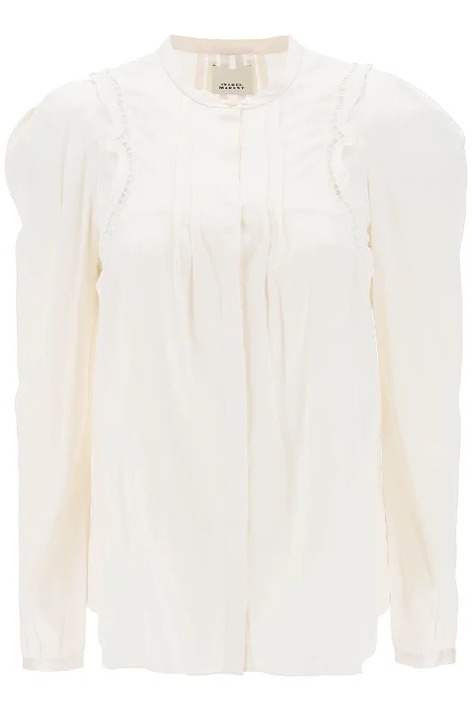 Isabel marant 'joanea' satin blouse with cutwork embroideries HT0251FA A3J12I ECRU