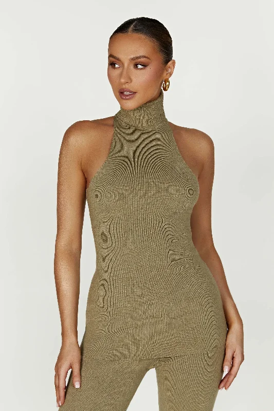 Kelsea Sleeveless Turtleneck Top - Olive