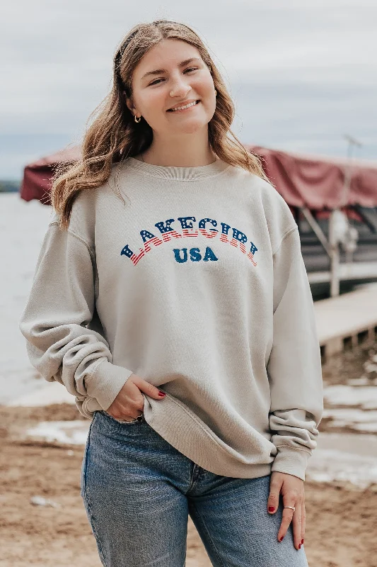 Lakegirl Ringspun Fleece Crew Neck in Cement