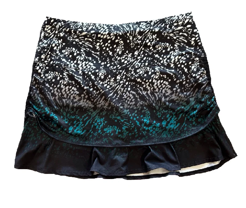 Lucky in Love Black Layered Golf Skort with Teal & White Print Size L MSP$102