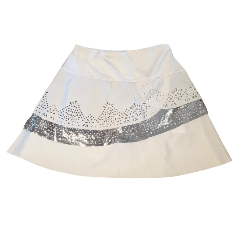 Lucky in Love  White & Silver Layered Golf Skort Size XS