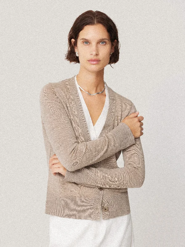 Merino Double Front Cardigan | Stone