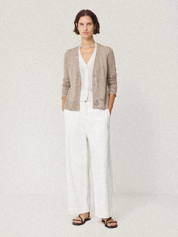 Merino Double Front Cardigan | Stone