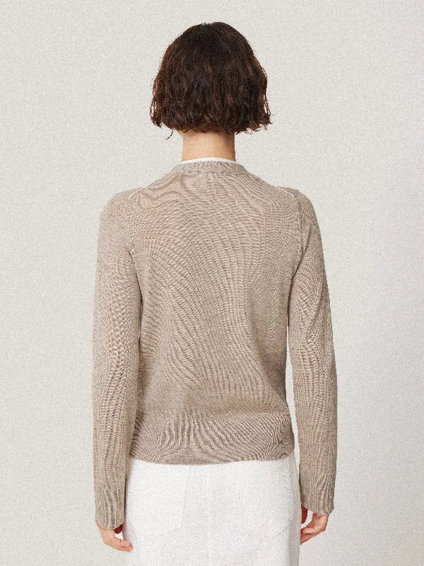 Merino Double Front Cardigan | Stone