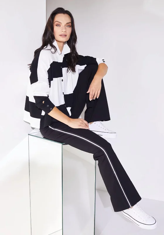 Naya Black/White Block Stripe Cardigan