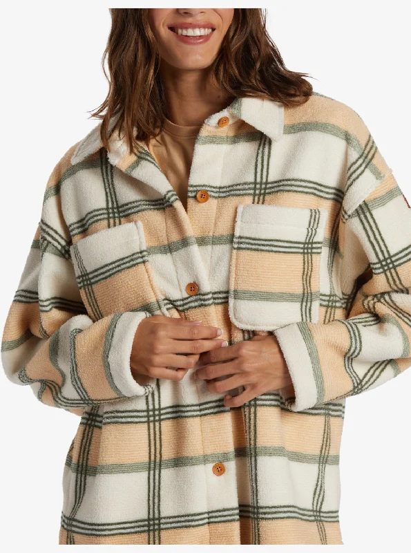 Next Adventure Printed Zip-Up Fleece Shirt - Agave Green Smala Plaid