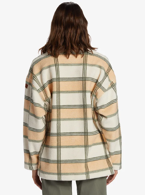 Next Adventure Printed Zip-Up Fleece Shirt - Agave Green Smala Plaid