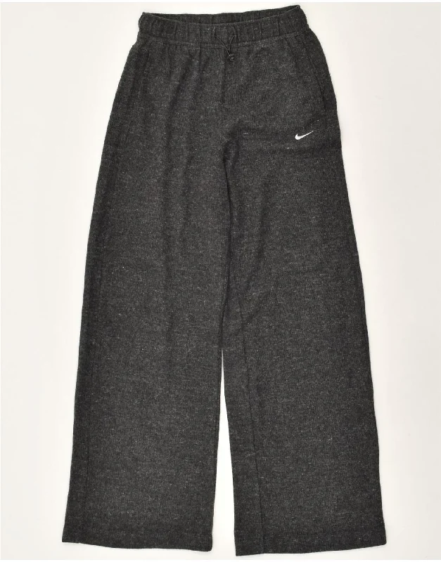 NIKE Womens Therma-Fit Tracksuit Trousers UK 6 XS Grey Flecked Cotton