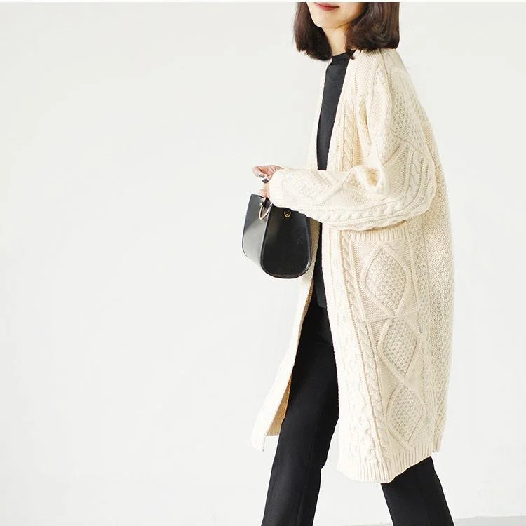 Olive Sweaters long casual knit cardigan plus size knitted coats