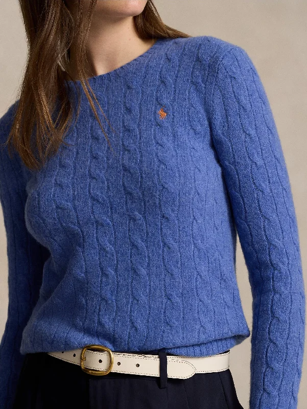 Maglia a Trecce in Misto Cashmere Blu