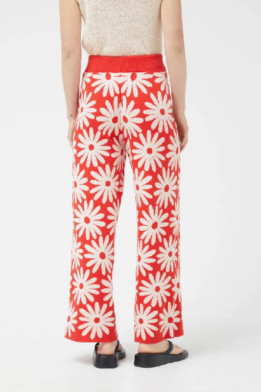 Red Orange Daisy Pants