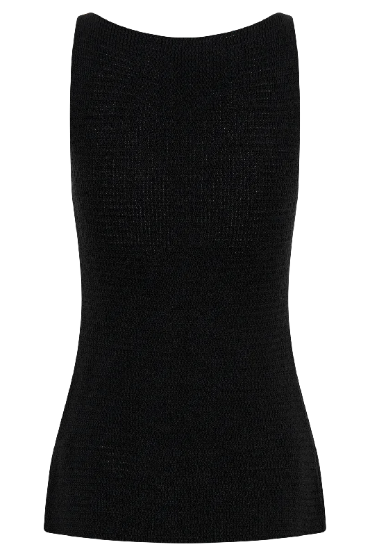 Ridley Knit Tank Top With Split - Black