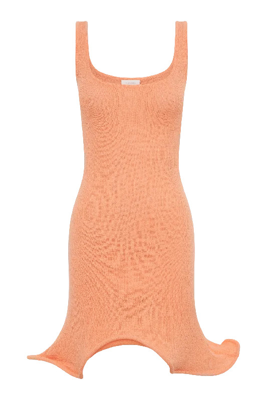 Sandra Square Neck Knit Mini Dress - Orange