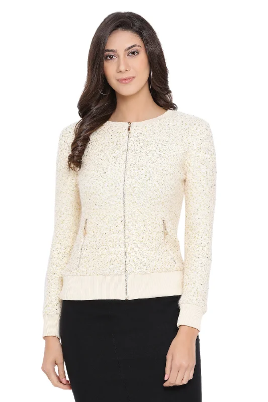 Sequin Pleasure Zipper Cardigan