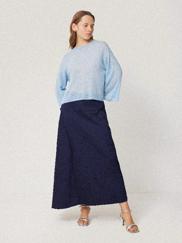 Soft Gauzy Knit T-shirt | Light Blue