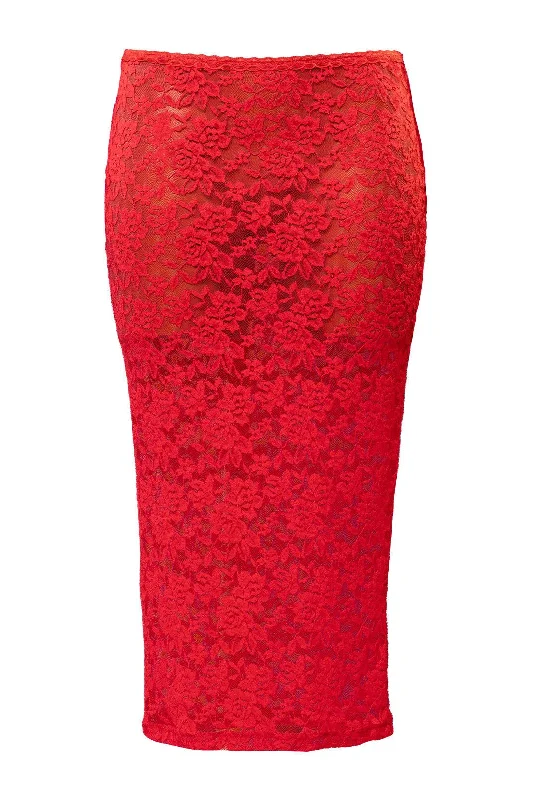 Red Sonja Lace Sheer Midi Skirt