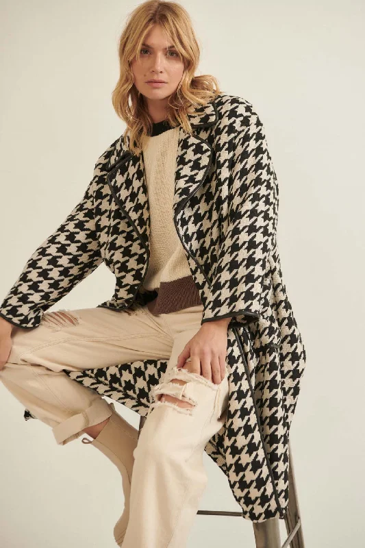 Style Hunter Houndstooth Tweed Overcoat