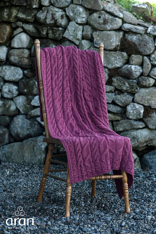 Supersoft Merino Wool Weave Design Blanket/Cover by Aran Mills - 9 Colours