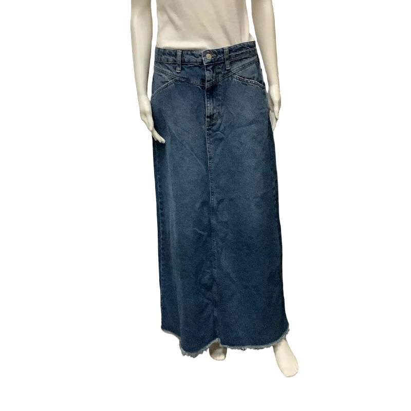 We The Free Skirt Denim Blue Maxi Frayed Hem Size: 6