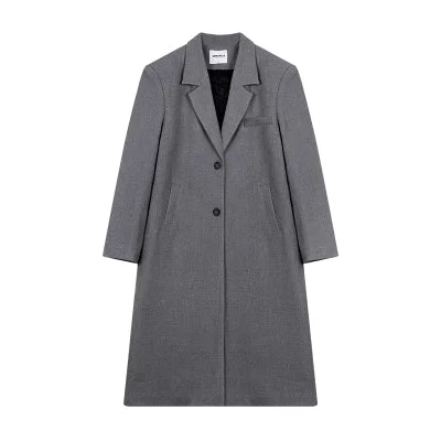 Kathryn Grey Long Sleeve Blazer Jacket Long Coat