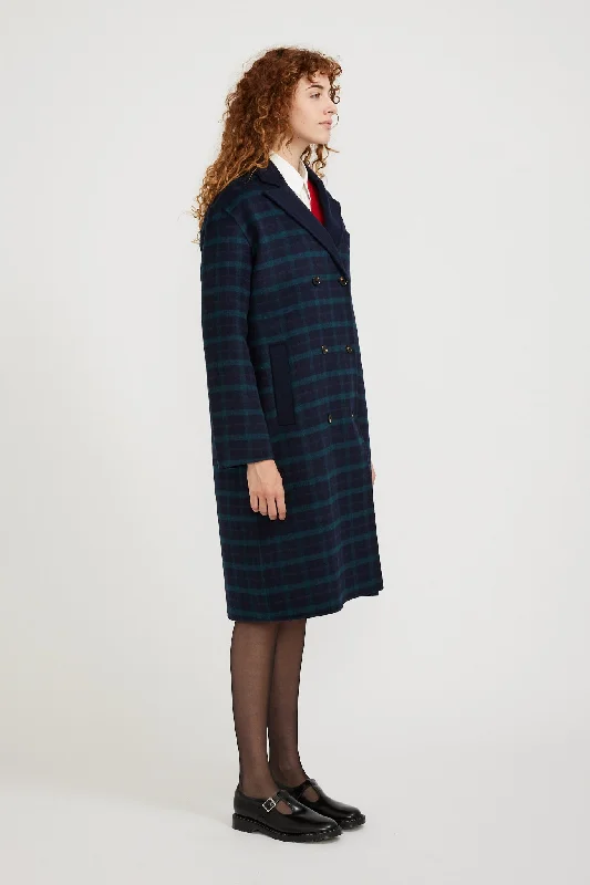 Manine Tartan Coat Navy