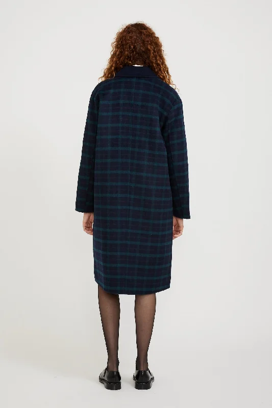 Manine Tartan Coat Navy